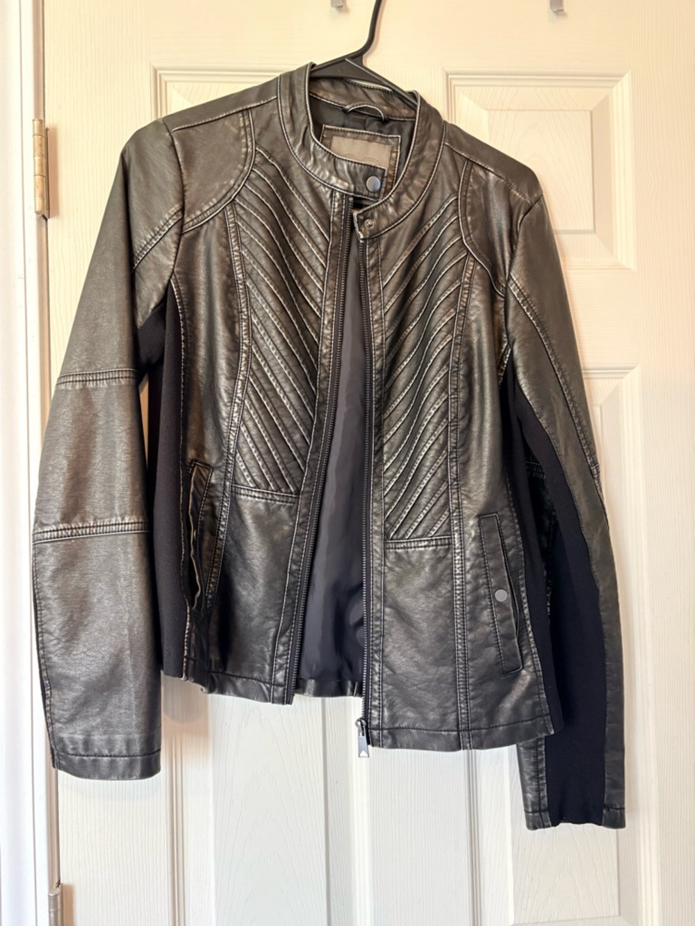 Maurices Metallic Black Chevron-Quilted Moto Jacket